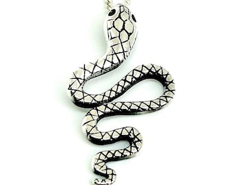 925 Sterling Silver Solid Cobra Snake Pendentif Charme avec 16, 18 ou 20 » Silver Curb Chain