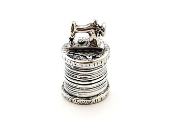 Sewing Thimble Necklace SOLID .925 Etched Sterling Silver Gift