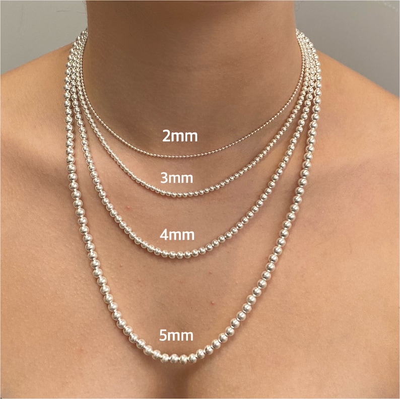 925 Sterling Silver Ball Bead Chain Necklace 2 3 4 5 6 8 Etsy