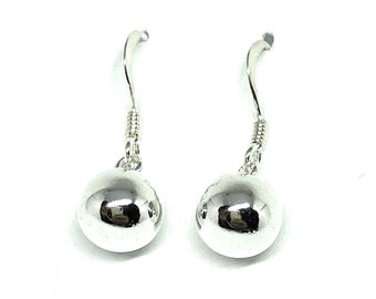 Boucles d'oreilles pendantes en forme de boule en forme de goutte en taille 8, 10, 14 ou 16 mm de diamètre en argent sterling 925
