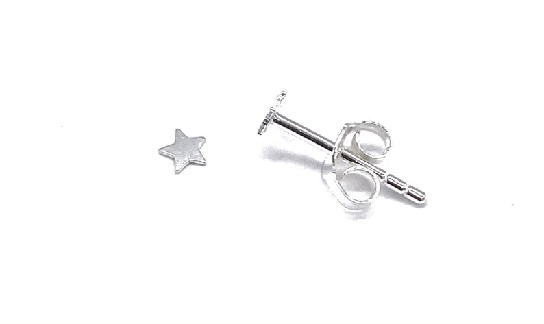 925 Sterling Silver Tiny Small Star Stud Earrings, 3 mm Diameter image 1