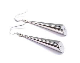 925 Boucles d’oreilles en argent sterling long en forme de cône en forme de barre Drop Dangle