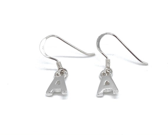Initial Letter Dangle Drop Earrings and Pendant 925 Sterling Silver