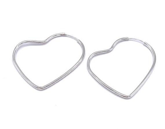 Sterling silver heart shaped hoop earrings deals
