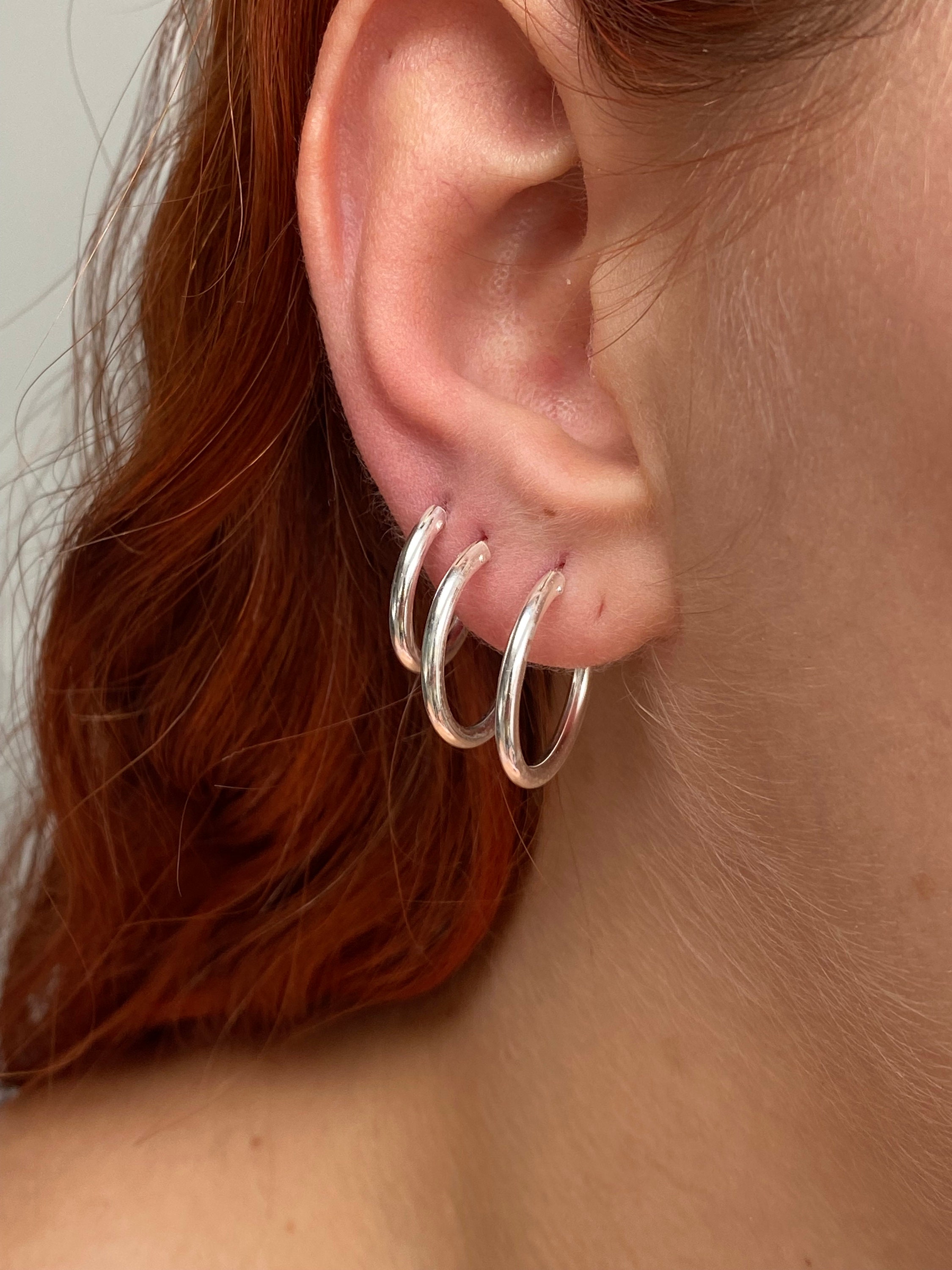925 Sterling Silver Small Sleeper Hinged HOOP Earrings 10