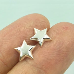 925 Sterling Silver Star Stud Earrings, 10 mm Diameter image 2