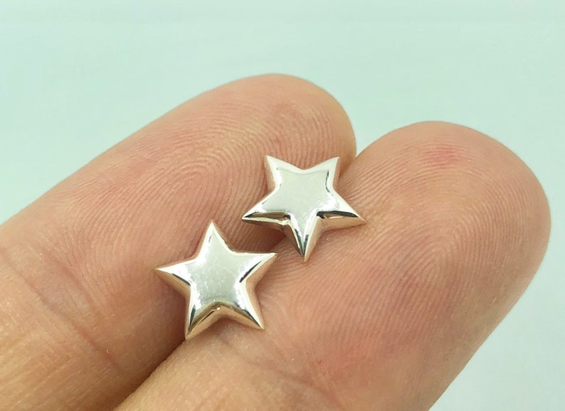 925 Sterling Silver Star Stud Earrings, 10 mm Diameter image 2