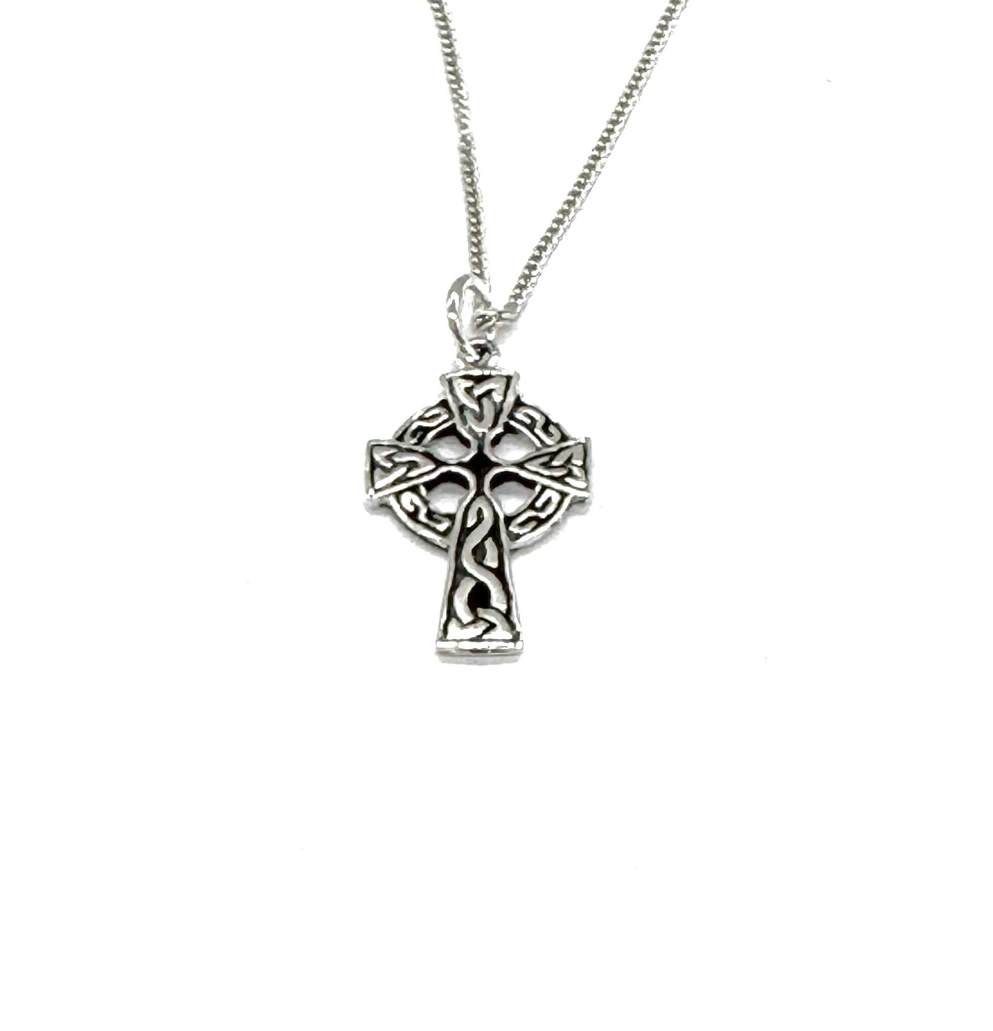 925 Sterling Silver Scottish Gaelic CELTIC Cross Pendant Necklace on ...