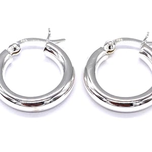 925 Sterling Silver Chunky Hoop Earrings 4 mm Thick, 18, 20, 25, 30 and 35 mm Diameter image 7