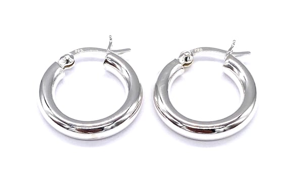 Large Tube Hoop Earrings H578 Ladies 925 Sterling Silver 30-100MM Medium/X 