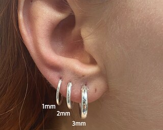 Orecchini A Cerchio In Argento Sterling 925 Diamantato, Vari Diametri (15-28 Mm), Cod. HAR-1021