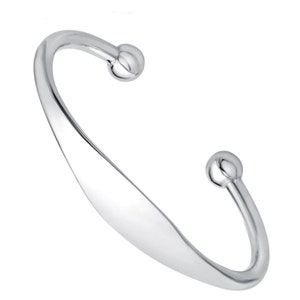 Pulsera de plata de ley 925 con identificación sólida y torsión, circunferencia de 21 cm