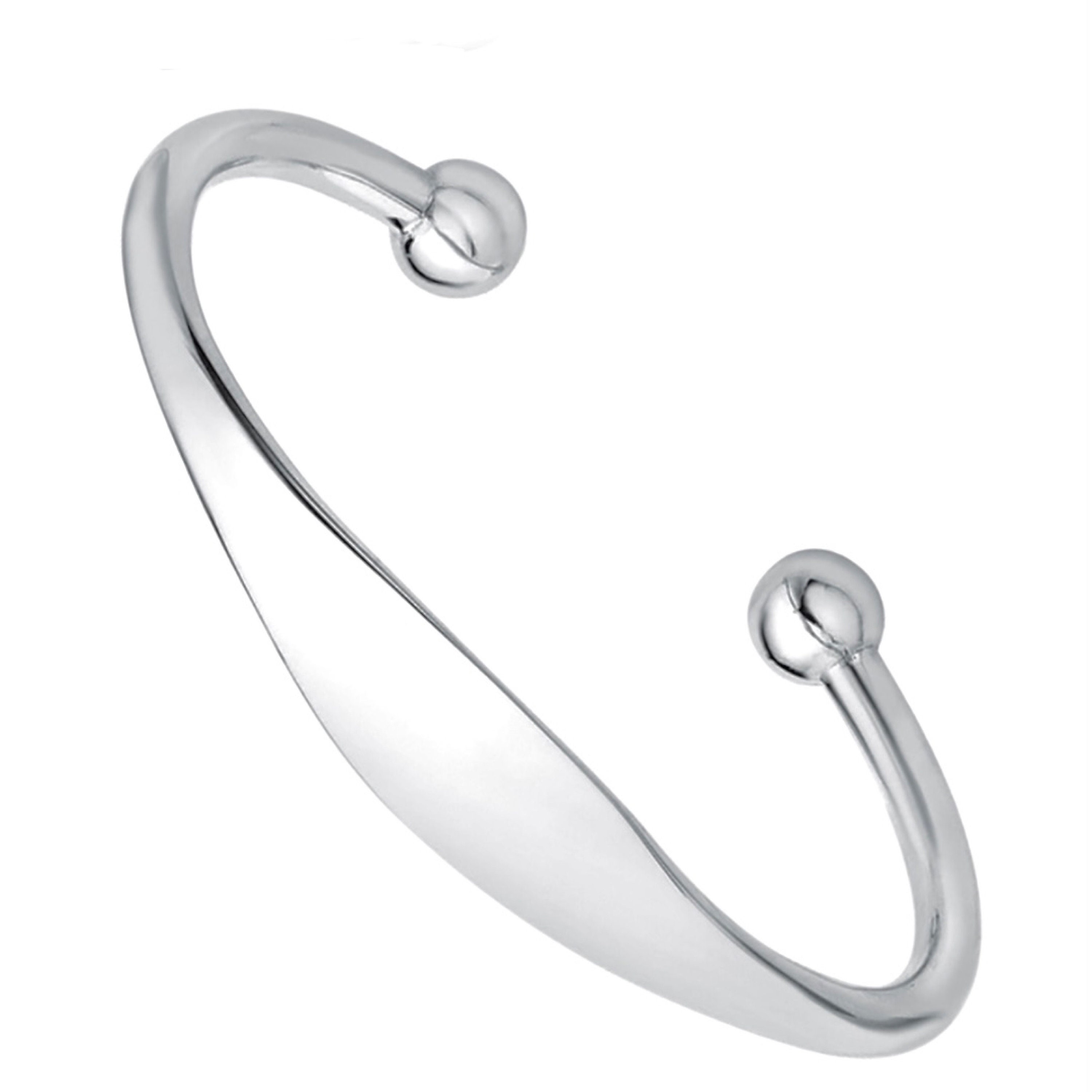 925 Sterling Silver Solid ID Torque Cuff Bangle Bracelet 925 Sterling Silver Solid ID Torque Cuff Bangle Bracelet