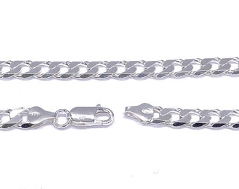 925 Sterling Silver CURB Chain Necklace 16" / 41cm, 18" / 46cm, 20" / 51cm and 22"/ 56cm Long