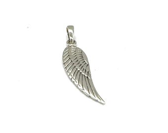 Sterling Silver Angel Wing Pendant Charm Necklace With Silver Curb Chain Option