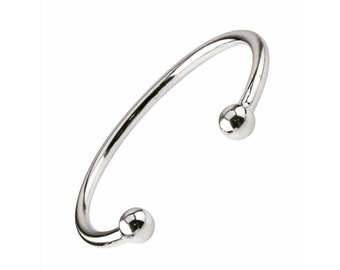 925 Sterling Silver Child's, Baby's Christening Torque Cuff Bangle Bracelet