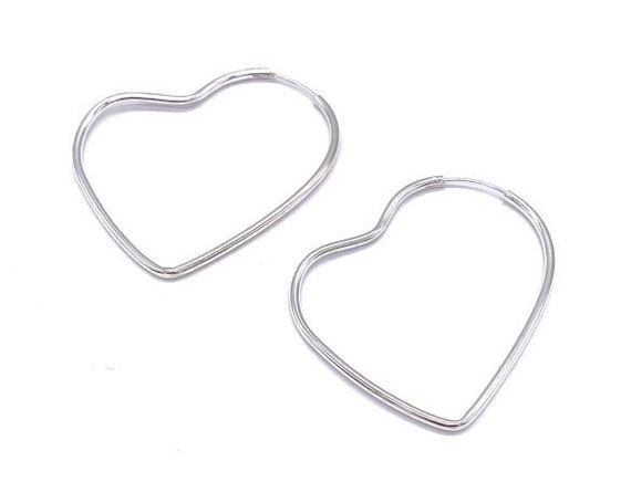 Sterling silver heart sale shaped hoop earrings