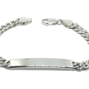 925 Sterling Silver Solid Men&#39;s Women&#39;s Curb ID Name Tag Bracelet