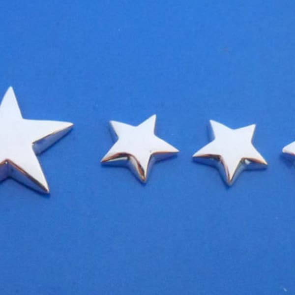925 Sterling Silver Small to Big Star Stud Earrings, 3, 6, 10 and 15 mm Diameter