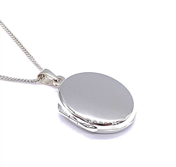 Sterling Silver Polished Oval Locket Necklace