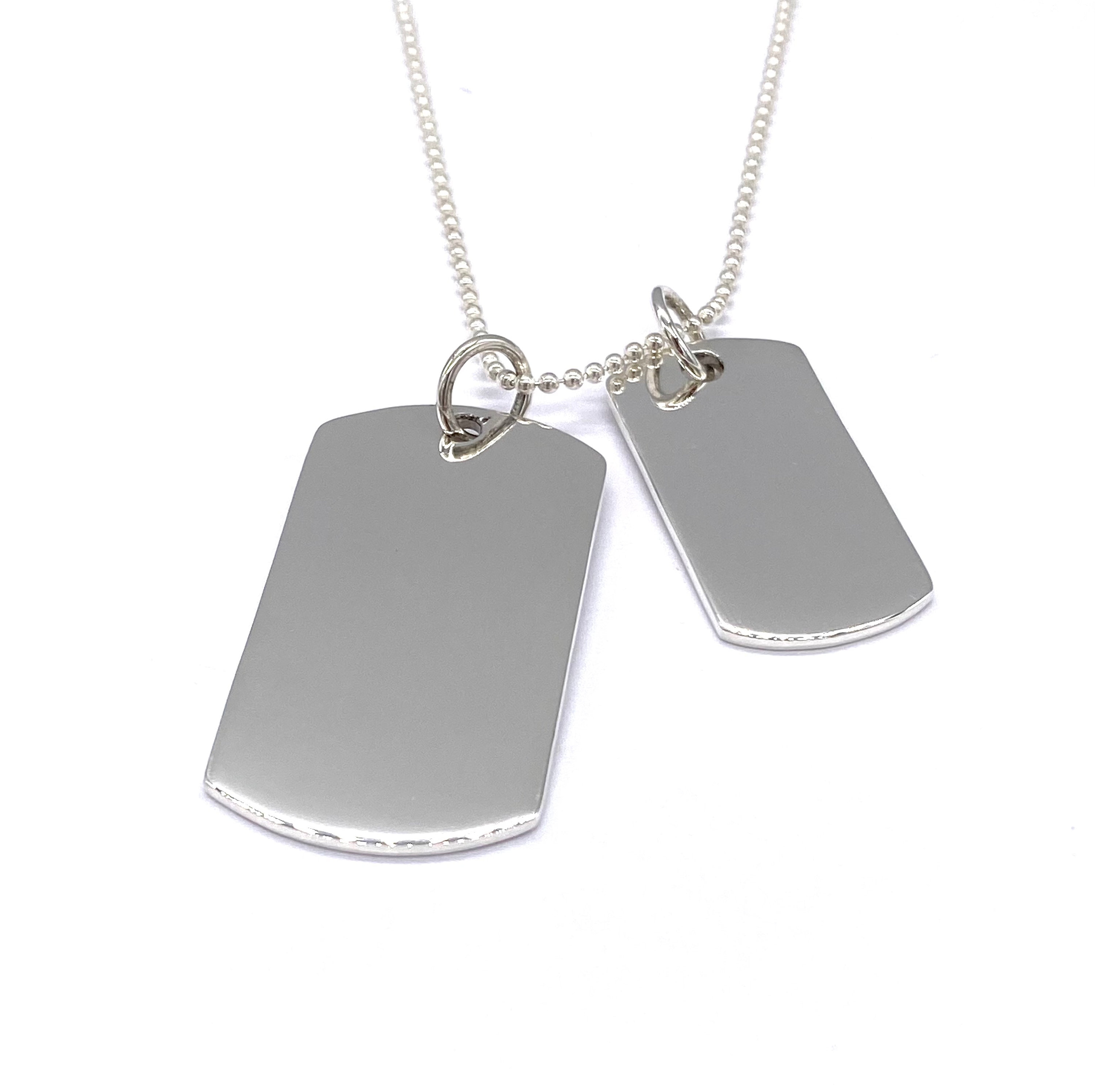 Extra Large Plain, Blank Dog Tag Pendant, Charm in Sterling Silver