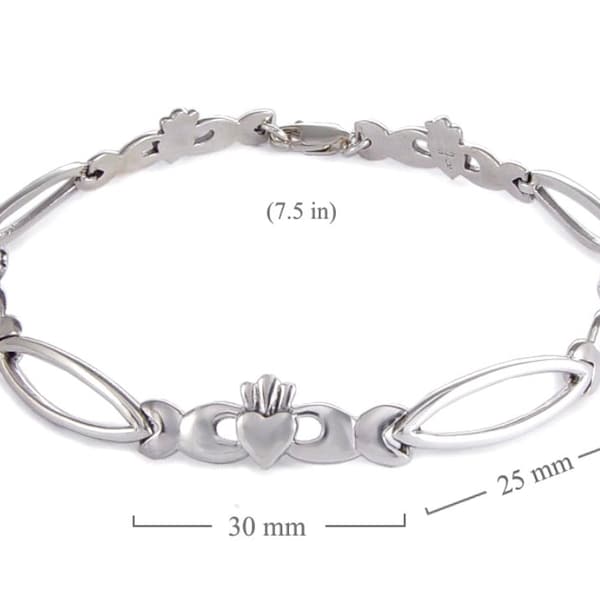 Claddagh Hart armband Solide 925 Sterling Zilver