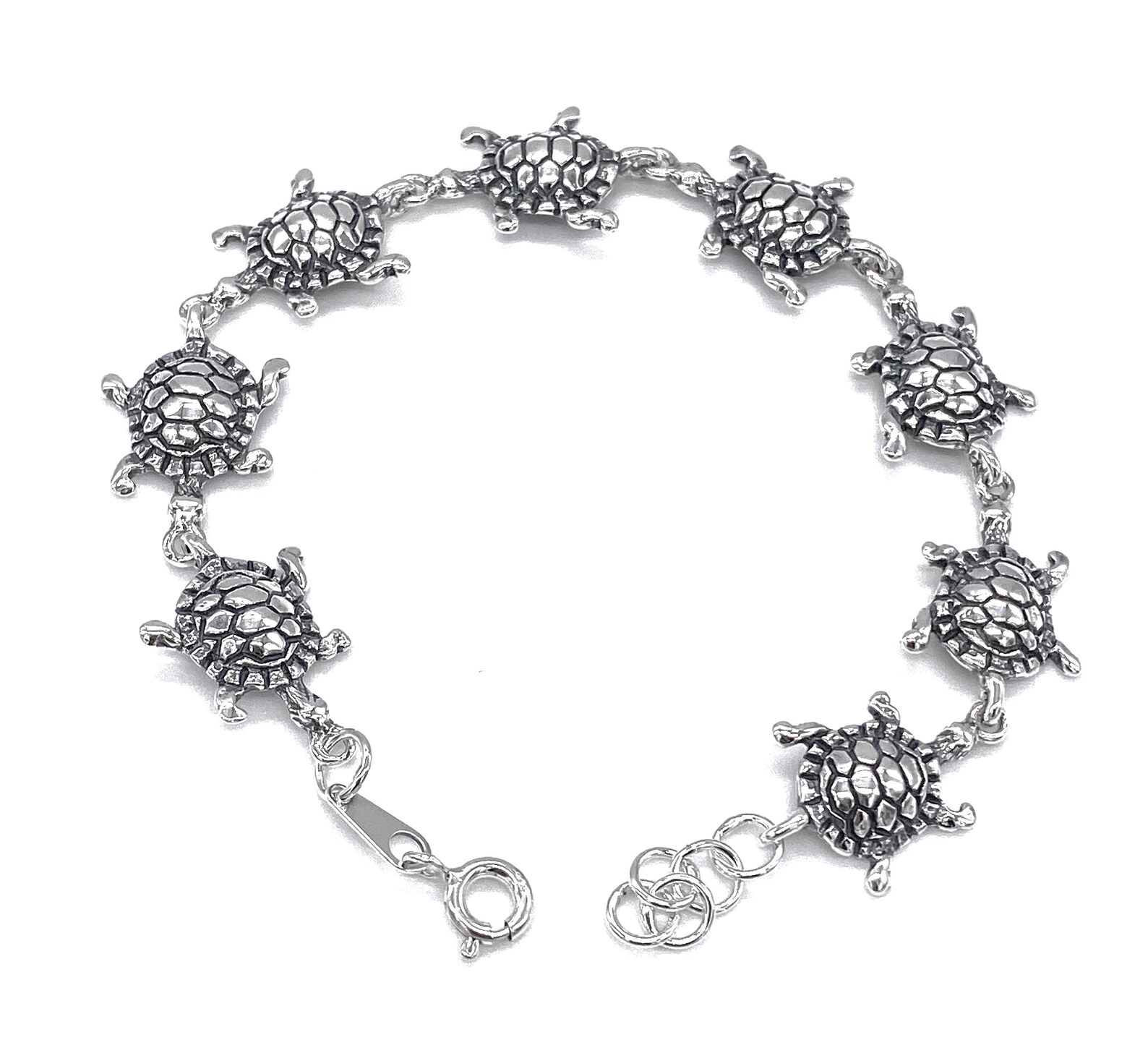 Turtles Charm Bracelet Solid 925 Sterling Silver Etsy