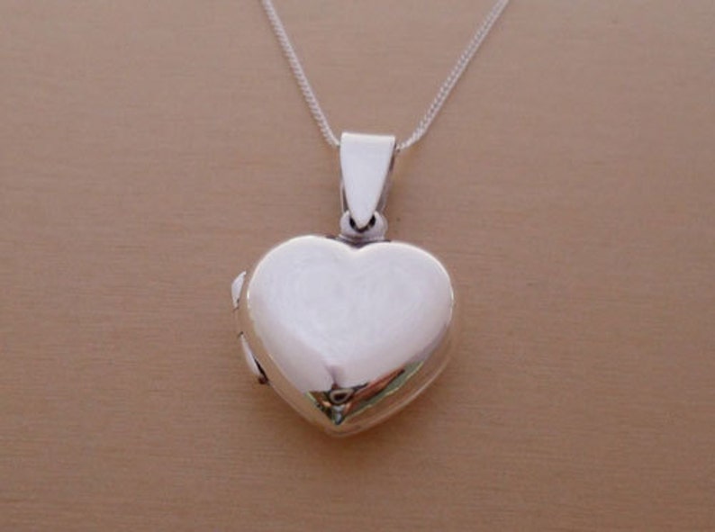 925 Sterling Silver Love Heart Locket Pendant Puffed Heart with Chain Necklace 