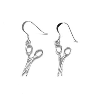 925 Sterling Silver Tailor, Hairdresser Scissors Drop Dangle Earrings