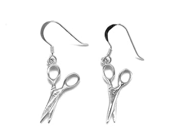 925 Sterling Silver Tailor, Hairdresser Scissors Drop Dangle Earrings