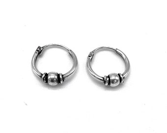 925 Sterling Silber Kleine Balinesische Schläfer Klappcreolen 12 mm
