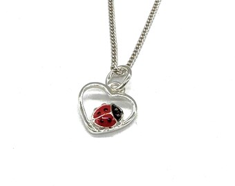 Collier Chaîne Pendentif Argent – Coccinelle Ambre, Zircon, Motif Trèfle, Esprit