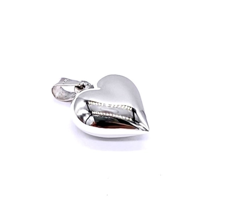 Pendentif coeur gonflé en argent sterling 925 sur chaîne gourmette en argent sterling image 5