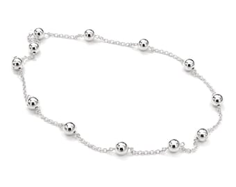 925 Sterling Silver Satellite Ball Bead Cable Chain Necklace