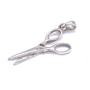 925 Silver scissors charm. 1 1/4 tall Sterling barber shears