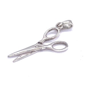 925 Sterling Silver Scissors Pendant Charm Necklace on 16, 18 or 20&quot; Silver Curb Chain