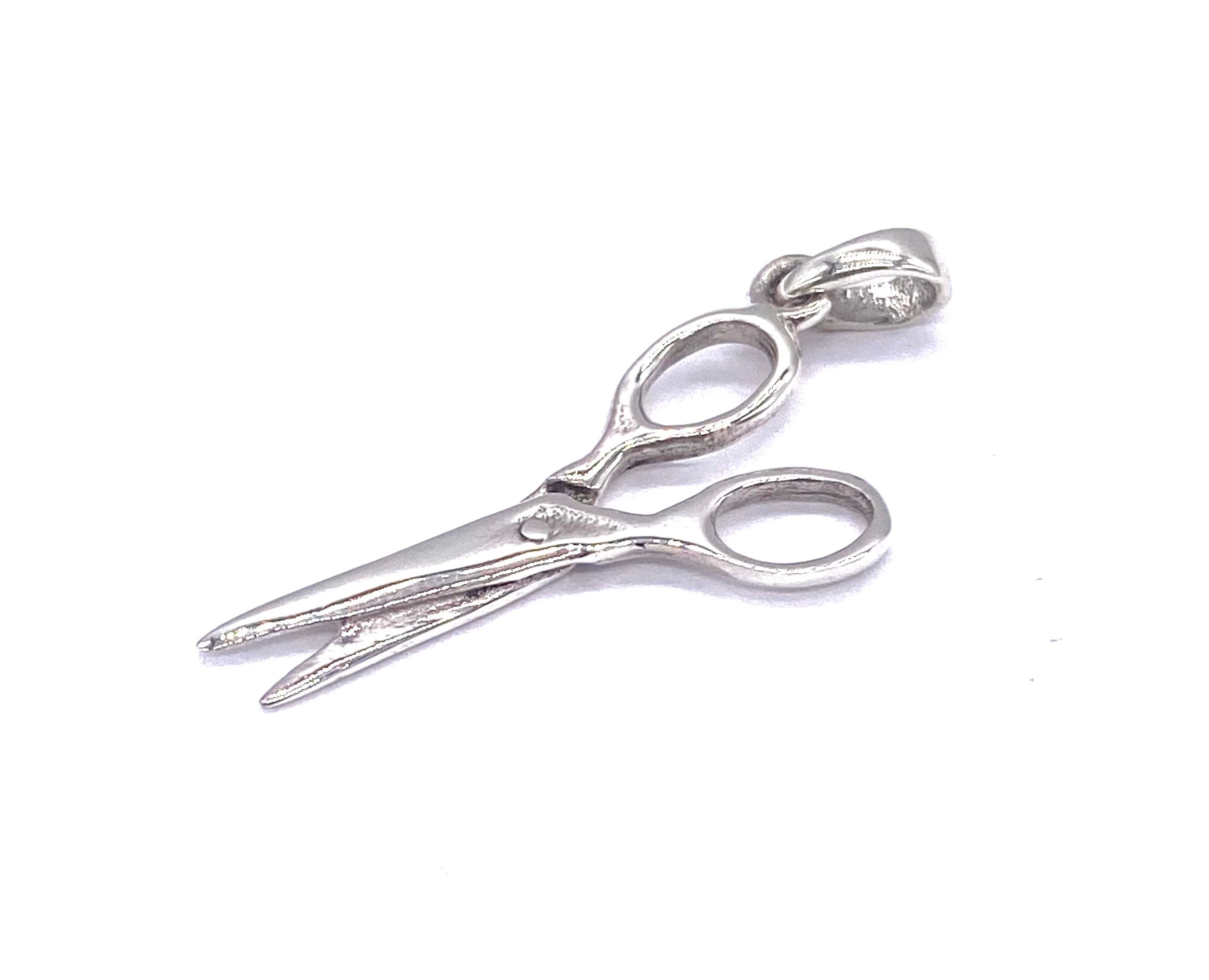 925 Silver scissors charm. 1 1/4 tall Sterling barber shears