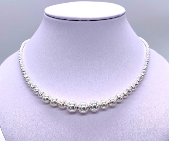 925 Sterling Silver Ball Bead Chain Necklace 1.5, 2, 3, 4, 5, 6, 8 and 10mm  Diameter Ball Options 