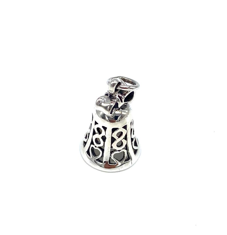 18 or 20 Sterling Silver Curb Chain or Without Chain 925 Sterling Silver Bell Pendant Charm on 16
