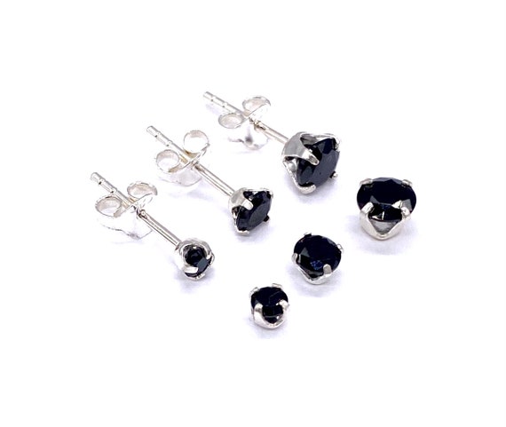 Small to Big Black Crystal Stone Ball Round Stud Earrings 925 Sterling  Silver 3 Mm, 4 Mm & 5 Mm Diameter - Etsy