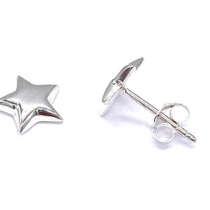 925 Sterling Silver Small to Big Star Stud Earrings, 3, 6, 10 and 15 mm Diameter