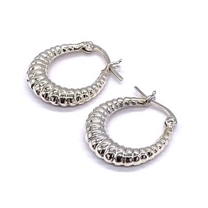 925 Sterling Silver Solid Shrimp Bamboo HOOP Earrings 20 mm Diameter