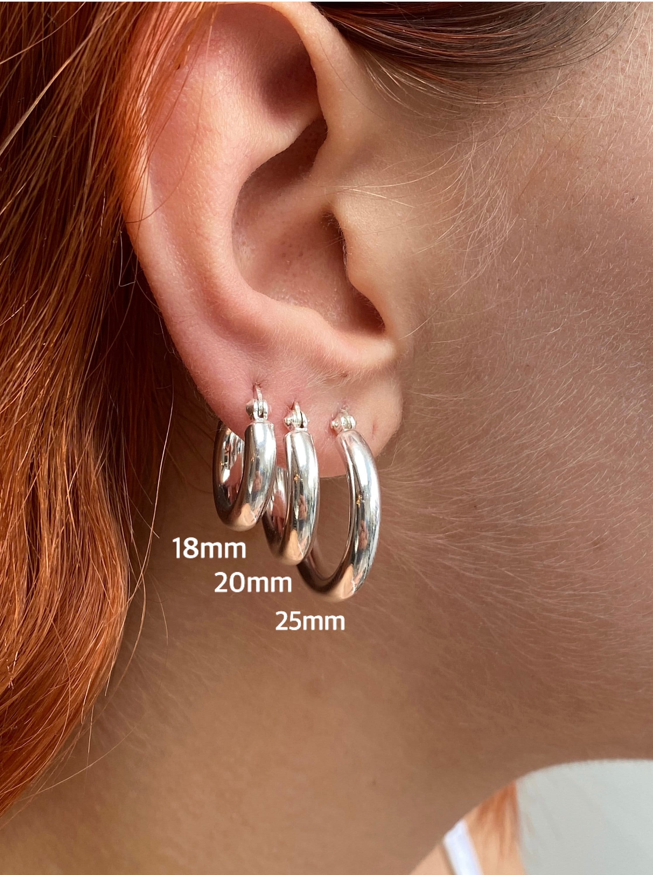 20mm Silver Thick Hoop Earrings