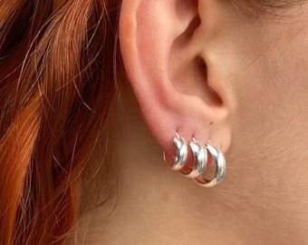 HYKE】HOOP EARRINGS SILVER925 925 Sterling Silver Set of 3