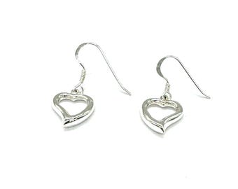 925 sterlingzilver, gezwollen LOVE-hartvormige druppel, hangende oorbellen