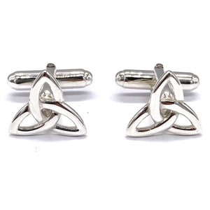 925 Sterling Silver Celtic Holy Trinity Knot T-Bar Swivel Link Cufflinks