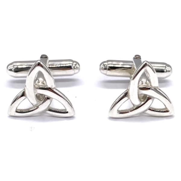 Gemelli con collegamento girevole con barra a T con nodo celtico in argento sterling 925