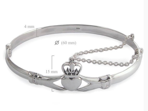 Lowest Prices Claddagh Bangle Sterling Silver Large Irish Made Online Best Choice Guaranteed 100