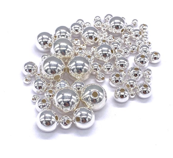 925 Sterling Silver Beads for Jewelry Making,Smooth Round Ball Beads Spacer  Beads for Ring Necklace Earring Bracelets Making (Made in Italy 2mm)