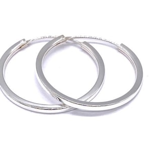 925 Sterling Silver Square Tube Hinged HOOP Earrings